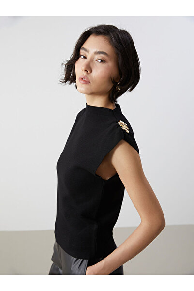 LC Waikiki Black Mock Neck Women's Knitwear Sweater