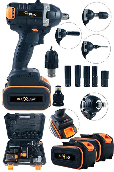 Lieber German 21v 3ah Kömürsüz Motor Tam Profesyonel Torklu Matkap Vidalama Ş...