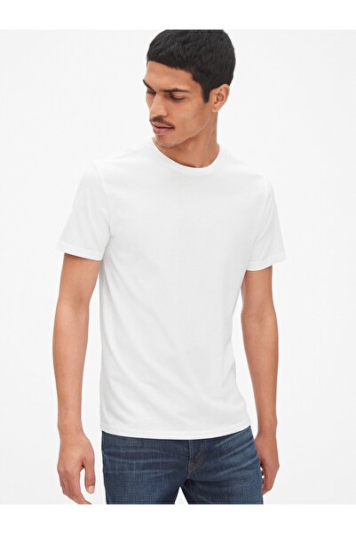 GAP Erkek Beyaz Bisiklet Yaka Basic T-Shirt