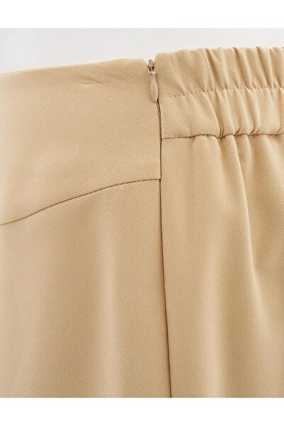 Vivencia Beige Colored Bell Skirt with Elastic Waist