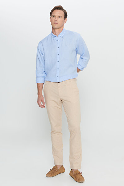 ALTINYILDIZ CLASSICS Men's Beige Slim Fit Slim Fit 100% Cotton Side Pocket Trousers