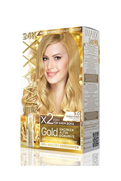MAXX DELUXE Golden 9.0 Buğday Sarısı 24k Altın Içerikli Saç Boyası.
