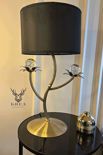 Genel Markalar Metal Eskitme Siyah Şapkalı Palmiye Desenli Burgulu Gövde Cam ...