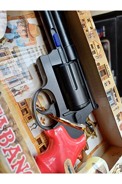 OYUNCAKSAHİLİ Kapsül Patlatan Tabanca Revolver Demir Kovboy Metal Silah 432 Adet Patlama Gri Syh