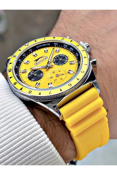 Slazenger 5 ATM Waterproof Men's Wrist Watch with Silicone Cord - Functions Active