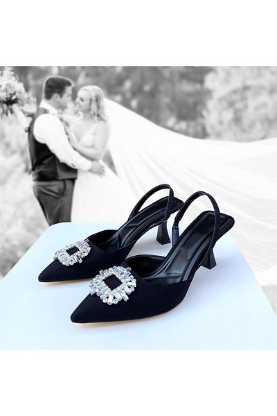 Gloriys Ayakkabı & Çanta Pietre din satin negru Tocuri inalte de 5 cm 0480