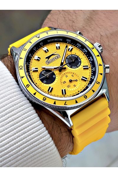 Slazenger 5 ATM Waterproof Men's Wrist Watch with Silicone Cord - Functions Active