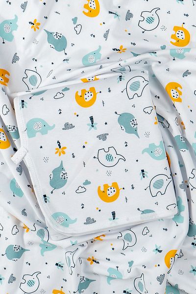 Baby Cais Collection Double Sided Combed Cotton Cover & Blanket 100% Cotton Oeko-Tex Certified 110 X 90 cm