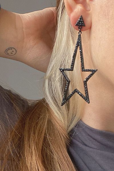 Glaren Big Star Smoke Color Stone Women's Evening Dress Earrings