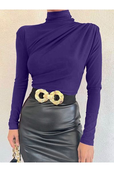 Modamorfo Geraffte Sandy-Bluse mit halbem Ausschnitt
