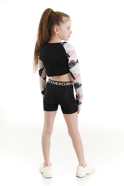 Colorinas Tori Flower Patterned Long Sleeve Girl's Crop Sweatshirt