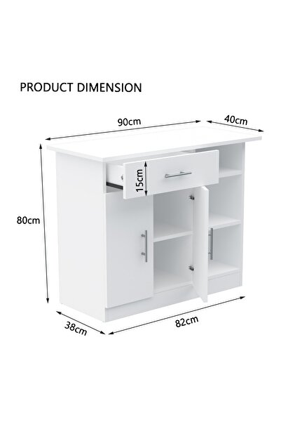 Mahmayi Medium Height Cabinet with Single Drawer, 2 Door Storage and 3 Open Shelf-White