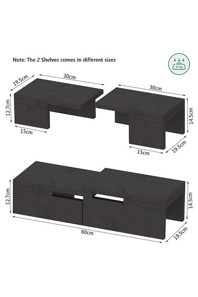 Mahmayi Wooden Storage Rack Kitchen Shelf Organiser-Anthracite Jura Slate