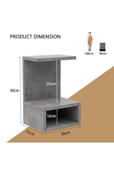 Mahmayi Wooden Small Mandir, Temple with Single Open Shelf-Metal Fabric Anthracite