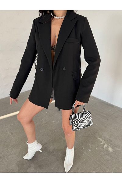 Moda İkra Blazer Jacket with Buttons on the Front and a Line Inside