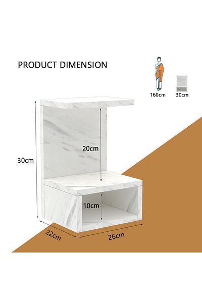 Mahmayi Wooden Small Mandir, Temple with Single Open Shelf-White Levanto Marble