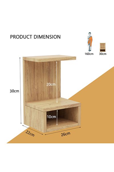Mahmayi Wooden Small Mandir, Temple with Single Open Shelf-Brown Kansas Oak