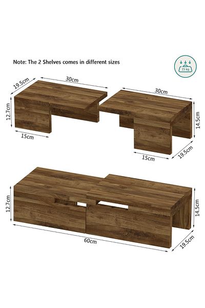 Mahmayi Wooden Storage Rack Kitchen Shelf Organiser, Spice Racks-Dark Hunton Oak