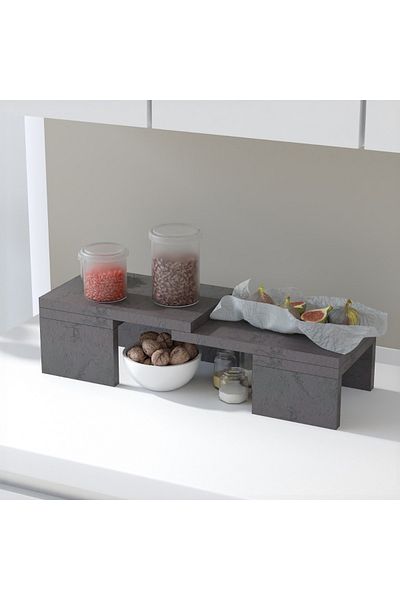 Mahmayi Wooden Storage Rack Kitchen Shelf Organiser-Anthracite Jura Slate