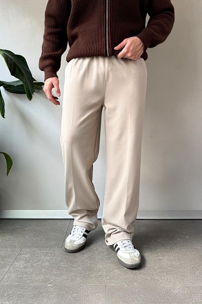 Flaw Wear Basic Mink Fabric Trousers with Elastic Waist