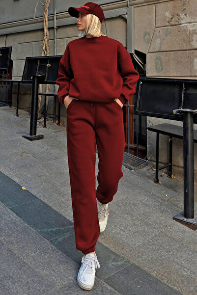 YAKAMEL Set de trening oversize cu guler rotund și interior pufos