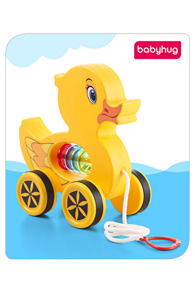 Babyhug Babyhug Duck Pull Along Toy for Toddlers - Yellow, Educational Hand-Eye Coordination Toy for 18M+