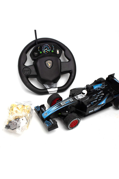 Fab N Funky 1: 18 Four-way Suspended Steering Wheel Graffiti Remote Control Car - Black & Blue