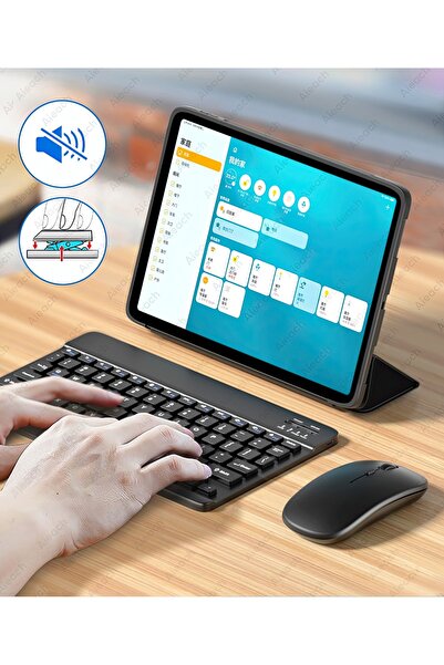 TMAX Taşınabilir Şarjlı Bluetooth Klavye+Mause set (Android/Windows/İos Uyumlu) Yeni model