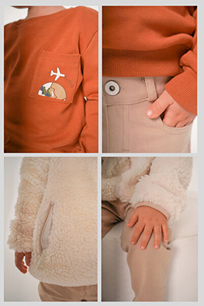 Monna Rosa Pelüş Ceket Sweatshirt Pantolon Erkek Çocuk Takımı