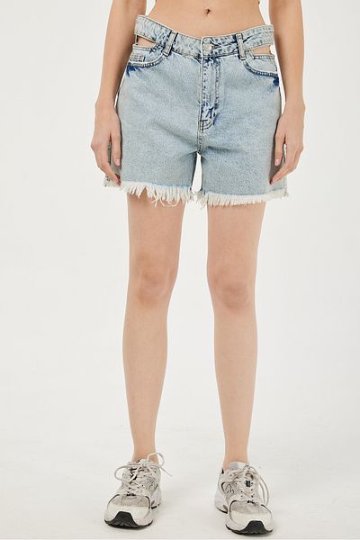 POODLE Fusta de damă, decupată, cu talie înaltă, din denim