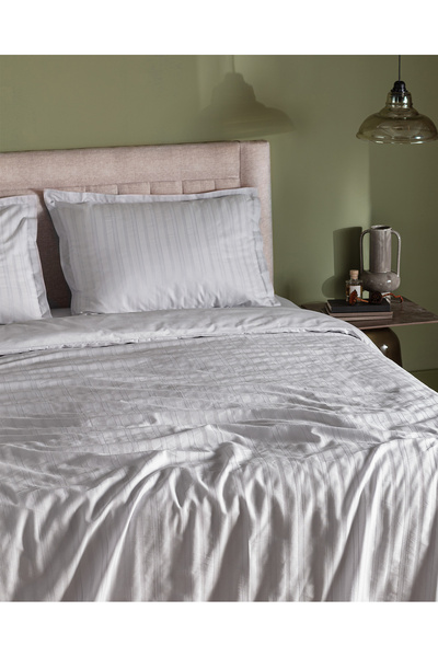 Madame Coco Nicole King Size 100% Cotton Dobby Duvet Cover Set - Light Gray