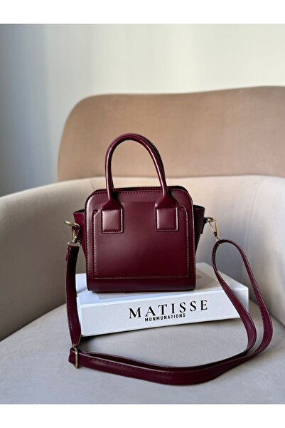 Moda Sekiz Kadın Bordo Suni Deri Zamansız Trend Model Çapraz Askılı El Ve Omu...