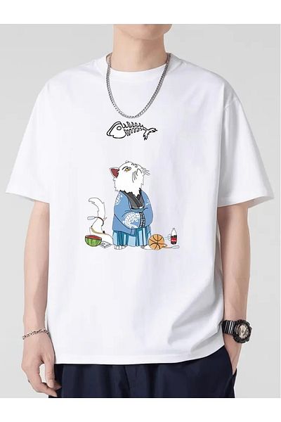 Touz Moda Μπλουζάκι Unisex Oversize Samurai Cat