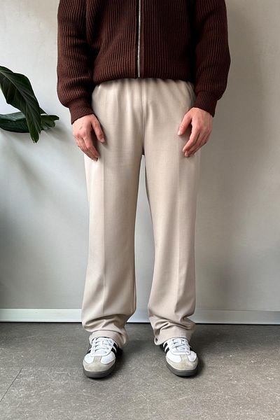 Flaw Wear Basic Mink Fabric Trousers with Elastic Waist
