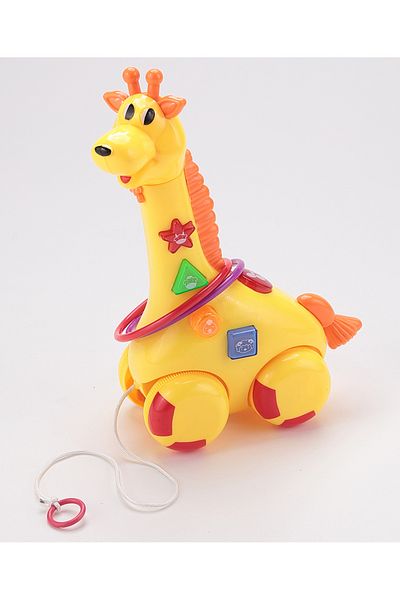 Fab N Funky Yellow Giraffe Pull Along Toy - Durable Coordination Toy for Babies 3M+ Toddler-Friendly Design