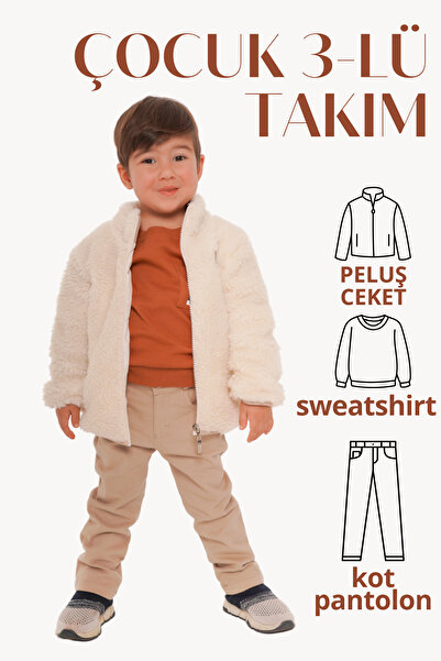 Monna Rosa Pelüş Ceket Sweatshirt Pantolon Erkek Çocuk Takımı