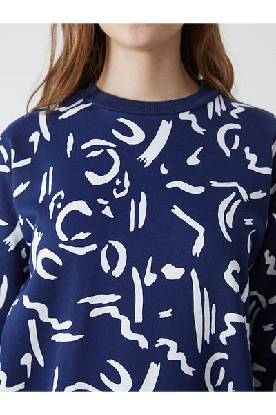 LC Waikiki Crew Neck Patterned Women's Sweatshirt Tunic