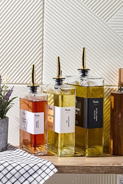 Evsun Home Collection Molivet 3'lü Gold Kapak Cam Yağdanlık Sosluk Sirkelik 3...