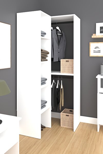 Fly Mobilya Lina Açık Giyinme Köşe Dolap, Açık Gardırop, Giyinme Odası Dolabı