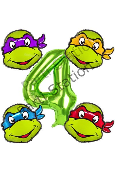 Parti Station Ninja Turtles Age 4 Green Balloon Set Ninja Turtles Concept Birthday Balloon Set Mbappe Balloon