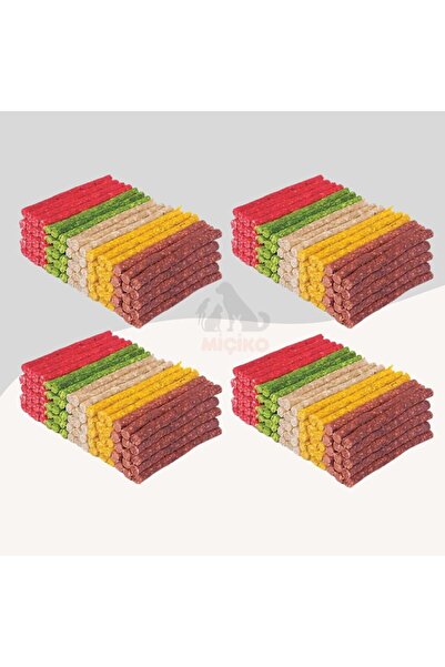 Köpekler İçin 100lü Renkli Munchy Diş Sağlığı Ödül Çubuğu 4 Paket