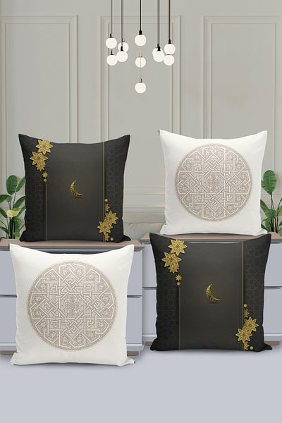 Filamente Set de huse de pernă cu model special Ramadan din 4 piese - imprimate digital pe două fețe