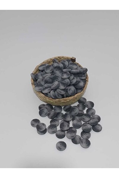 Tasarım زر بوليستر منقوش باللون الرمادي بقطر 2.5 سم 15 قطعة.