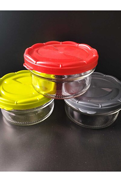 kurt41 Premium 410 Cc Breakfast Set - 3 Pcs, Colorful Plastic Lids, Glass Sto...
