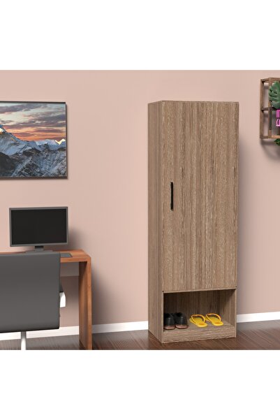 Mahmayi Modern Wardrobe With Bottom Superior Space, Storage Cabinet With Hangers - Truffle Brown Davos Oak