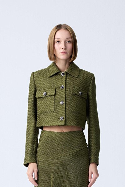 rue Green Jacket with Metal Button Detail