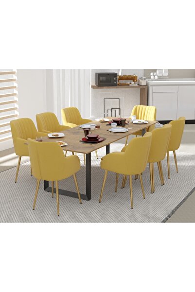 Mahmayi 136 BLK Wooden Dining Table Loop-Leg, 8-Seater-240cm, Cognac Brown Sherman Oak Finish