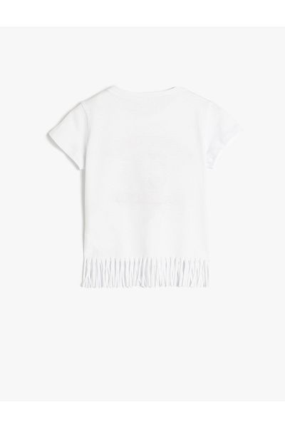 Koton Tricou cu ciucuri cu imprimeu unicorn din bumbac cu maneca scurta
