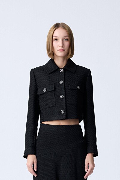 rue Black Jacket with Metal Button Detail