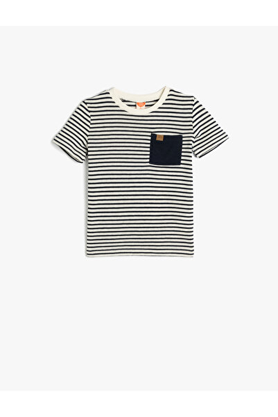 Koton T-Shirt Long Sleeve Crew Neck Single Pocket Detail